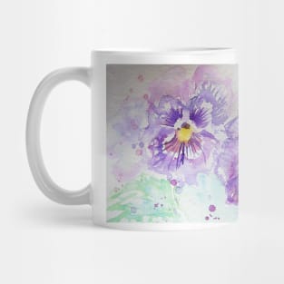 Purple Pansy Flower Watercolor Mug